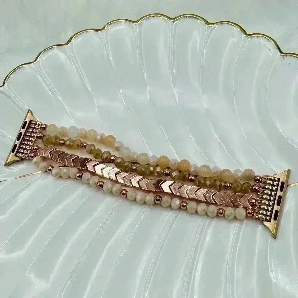 Cute Beaded Rose gold Watchband New Compatible for iWatch Size 42 /44/45